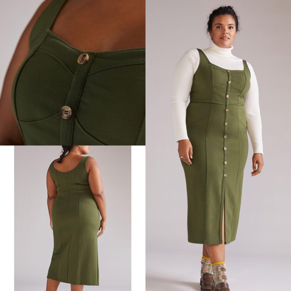 NEW! Anthropologie Maeve Moss Green Knit Midi Dress Size 22W